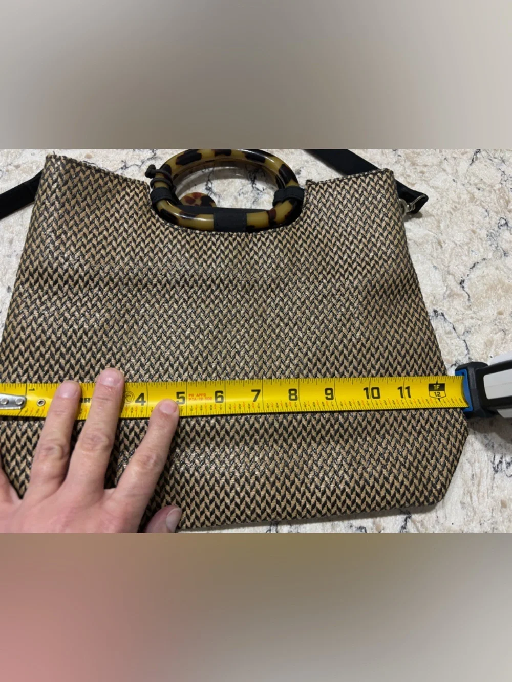 Marlo Elegant Black and Tan Tote with Adjustable Strap
